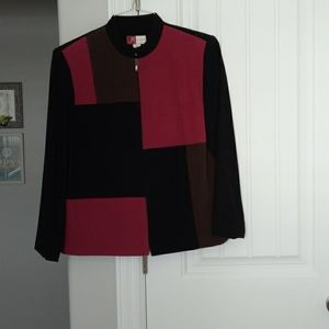 Colorblock Suede Zipped Jacket Vintage